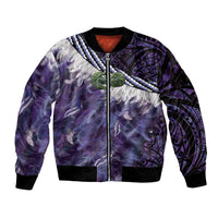 Purple Traditional Cloak Aotearoa Bomber Jacket Maori Paua Shell Korowai Pattern LT14 Unisex Purple - Polynesian Pride