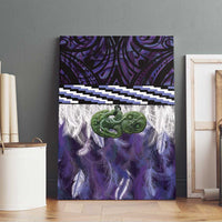 Purple Traditional Cloak Aotearoa Canvas Wall Art Maori Paua Shell Korowai Pattern