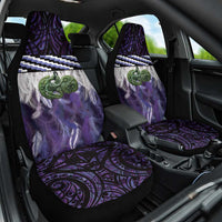 Purple Traditional Cloak Aotearoa Car Seat Cover Maori Paua Shell Korowai Pattern