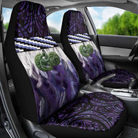Purple Traditional Cloak Aotearoa Car Seat Cover Maori Paua Shell Korowai Pattern