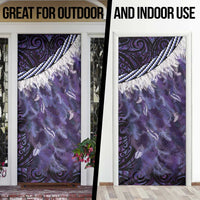 Purple Traditional Cloak Aotearoa Door Cover Maori Paua Shell Korowai Pattern - Polynesian Pride