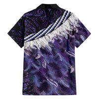 Purple Traditional Cloak Aotearoa Family Matching Off The Shoulder Long Sleeve Dress and Hawaiian Shirt Maori Paua Shell Korowai Pattern