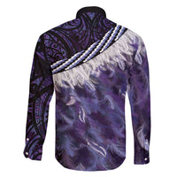 Purple Traditional Cloak Aotearoa Family Matching Puletasi and Hawaiian Shirt Maori Paua Shell Korowai Pattern