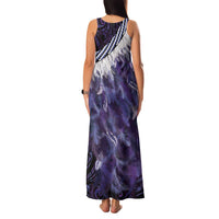 Purple Traditional Cloak Aotearoa Family Matching Tank Maxi Dress and Hawaiian Shirt Maori Paua Shell Korowai Pattern