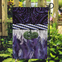 Purple Traditional Cloak Aotearoa Garden Flag Maori Paua Shell Korowai Pattern