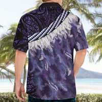 Purple Traditional Cloak Aotearoa Hawaiian Shirt Maori Paua Shell Korowai Pattern