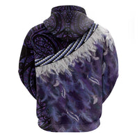 Purple Traditional Cloak Aotearoa Hoodie Maori Paua Shell Korowai Pattern