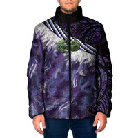 Purple Traditional Cloak Aotearoa Padded Jacket Maori Paua Shell Korowai Pattern LT14 Men Purple - Polynesian Pride