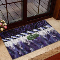 Purple Traditional Cloak Aotearoa Rubber Doormat Maori Paua Shell Korowai Pattern LT14 - Polynesian Pride