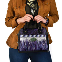 Purple Traditional Cloak Aotearoa Shoulder Handbag Maori Paua Shell Korowai Pattern LT14 - Polynesian Pride