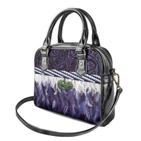 Purple Traditional Cloak Aotearoa Shoulder Handbag Maori Paua Shell Korowai Pattern LT14 - Polynesian Pride