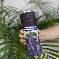 Purple Traditional Cloak Aotearoa Skinny Tumbler Maori Paua Shell Korowai Pattern