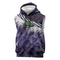 Purple Traditional Cloak Aotearoa Sleeveless Hoodie Maori Paua Shell Korowai Pattern LT14 Purple - Polynesian Pride