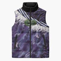Purple Traditional Cloak Aotearoa Sleeveless Puffer Jacket Maori Paua Shell Korowai Pattern LT14 Unisex Purple - Polynesian Pride