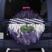 Purple Traditional Cloak Aotearoa Spare Tire Cover Maori Paua Shell Korowai Pattern
