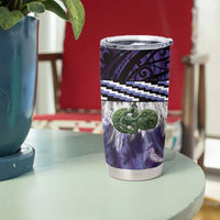 Purple Traditional Cloak Aotearoa Tumbler Cup Maori Paua Shell Korowai Pattern LT14 - Polynesian Pride