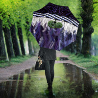 Purple Traditional Cloak Aotearoa Umbrella Maori Paua Shell Korowai Pattern - Polynesian Pride