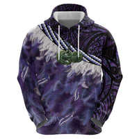 Purple Traditional Cloak Aotearoa Zip Hoodie Maori Paua Shell Korowai Pattern LT14 - Polynesian Pride