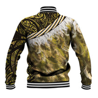 Yellow Traditional Cloak Aotearoa Baseball Jacket Maori Paua Shell Korowai Pattern LT14 - Polynesian Pride