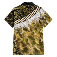 Yellow Traditional Cloak Aotearoa Family Matching Puletasi and Hawaiian Shirt Maori Paua Shell Korowai Pattern