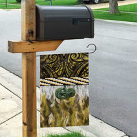 Yellow Traditional Cloak Aotearoa Garden Flag Maori Paua Shell Korowai Pattern