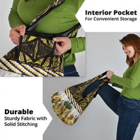 Yellow Traditional Cloak Aotearoa Grocery Bag Maori Paua Shell Korowai Pattern