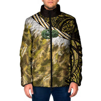 Yellow Traditional Cloak Aotearoa Padded Jacket Maori Paua Shell Korowai Pattern LT14 Men Yellow - Polynesian Pride
