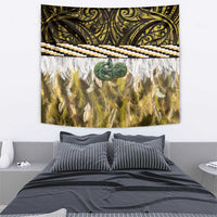 Yellow Traditional Cloak Aotearoa Tapestry Maori Paua Shell Korowai Pattern LT14 - Polynesian Pride
