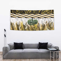 Yellow Traditional Cloak Aotearoa Tapestry Maori Paua Shell Korowai Pattern LT14 - Polynesian Pride