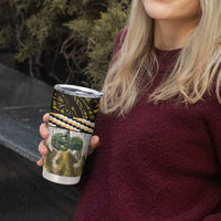 Yellow Traditional Cloak Aotearoa Tumbler Cup Maori Paua Shell Korowai Pattern LT14 - Polynesian Pride