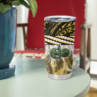 Yellow Traditional Cloak Aotearoa Tumbler Cup Maori Paua Shell Korowai Pattern LT14 - Polynesian Pride