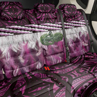 Pink Traditional Cloak Aotearoa Back Car Seat Cover Maori Paua Shell Korowai Pattern