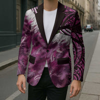 Pink Traditional Cloak Aotearoa Blazer Maori Paua Shell Korowai Pattern - Polynesian Pride