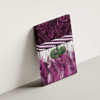 Pink Traditional Cloak Aotearoa Canvas Wall Art Maori Paua Shell Korowai Pattern