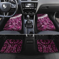 Pink Traditional Cloak Aotearoa Car Mats Maori Paua Shell Korowai Pattern