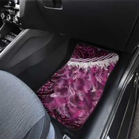 Pink Traditional Cloak Aotearoa Car Mats Maori Paua Shell Korowai Pattern