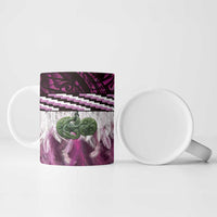 Pink Traditional Cloak Aotearoa Ceramic Mug Maori Paua Shell Korowai Pattern - Polynesian Pride