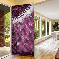 Pink Traditional Cloak Aotearoa Door Cover Maori Paua Shell Korowai Pattern - Polynesian Pride