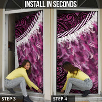 Pink Traditional Cloak Aotearoa Door Cover Maori Paua Shell Korowai Pattern - Polynesian Pride