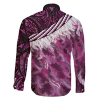 Pink Traditional Cloak Aotearoa Family Matching Short Sleeve Bodycon Dress and Hawaiian Shirt Maori Paua Shell Korowai Pattern LT14 - Polynesian Pride