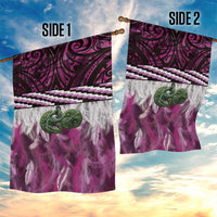 Pink Traditional Cloak Aotearoa Garden Flag Maori Paua Shell Korowai Pattern