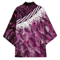 Pink Traditional Cloak Aotearoa Kimono Maori Paua Shell Korowai Pattern - Polynesian Pride