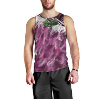 Pink Traditional Cloak Aotearoa Men Tank Top Maori Paua Shell Korowai Pattern