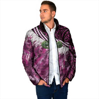 Pink Traditional Cloak Aotearoa Padded Jacket Maori Paua Shell Korowai Pattern LT14 - Polynesian Pride
