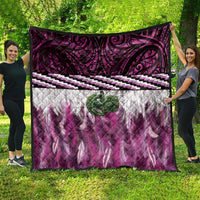 Pink Traditional Cloak Aotearoa Quilt Maori Paua Shell Korowai Pattern LT14 - Polynesian Pride