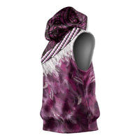 Pink Traditional Cloak Aotearoa Sleeveless Hoodie Maori Paua Shell Korowai Pattern LT14 - Polynesian Pride