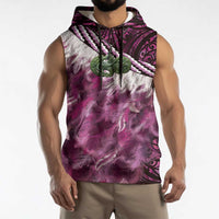 Pink Traditional Cloak Aotearoa Sleeveless Hoodie Maori Paua Shell Korowai Pattern LT14 - Polynesian Pride