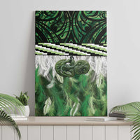 Green Traditional Cloak Aotearoa Canvas Wall Art Maori Paua Shell Korowai Pattern