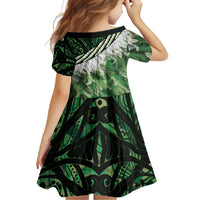 Green Traditional Cloak Aotearoa Family Matching Tank Maxi Dress and Hawaiian Shirt Maori Paua Shell Korowai Pattern