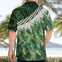 Green Traditional Cloak Aotearoa Hawaiian Shirt Maori Paua Shell Korowai Pattern